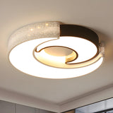 Trendy Black White Double Moon LED Flush Mount Light Image - 1