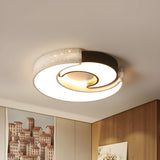 Trendy Black White Double Moon LED Flush Mount Light Image - 7