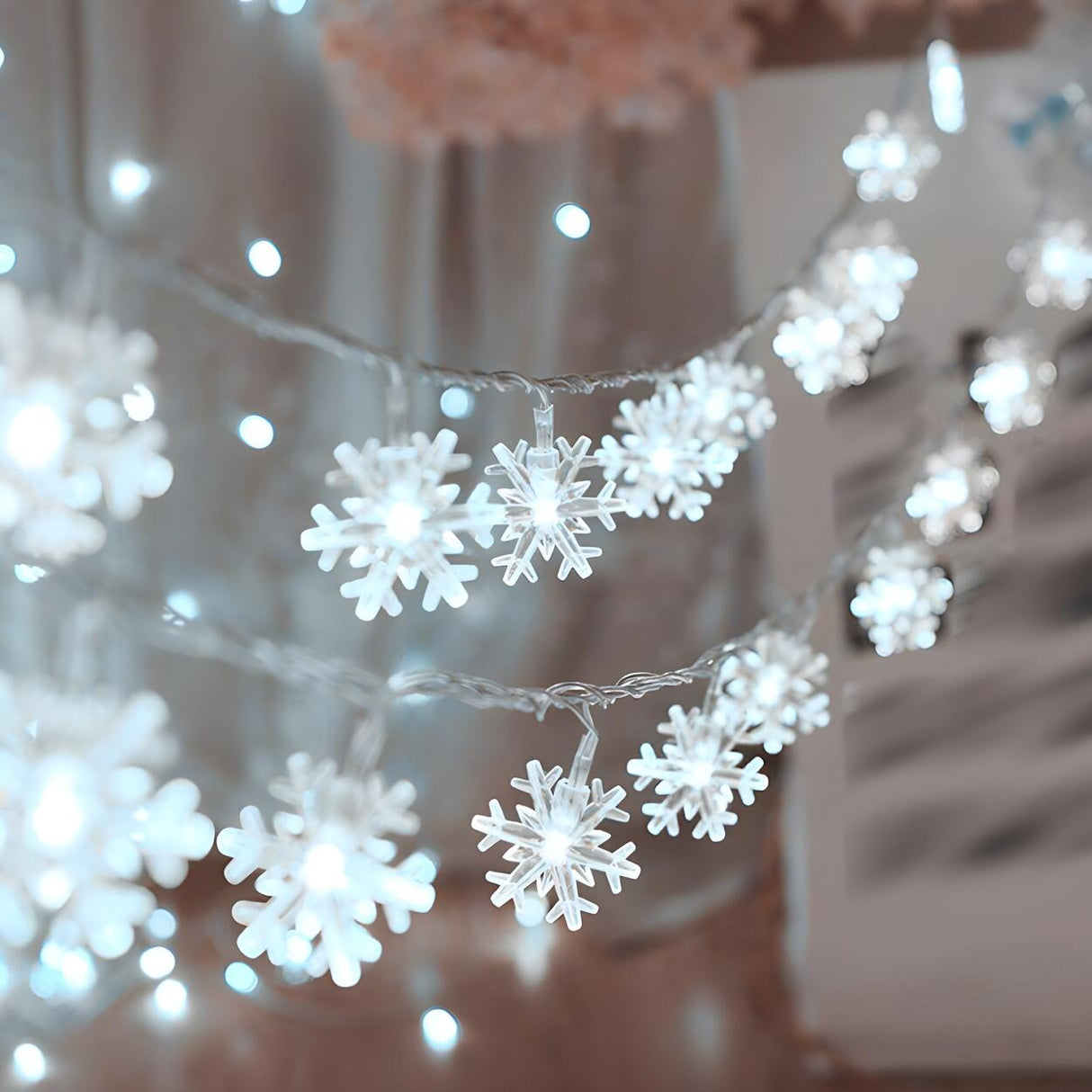 Trendy Christmas White Snowflake LED String Light Image - 13