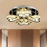 Trendy Chrome Heart-Shaped Crystal LED Flush Mount Lamp Image - 1