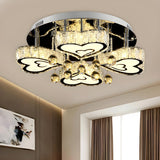 Trendy Chrome Heart-Shaped Crystal LED Flush Mount Lamp Image - 2