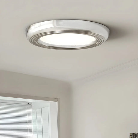 Trendy Circular Chrome LED Flush Mount Ceiling Light Image - 1