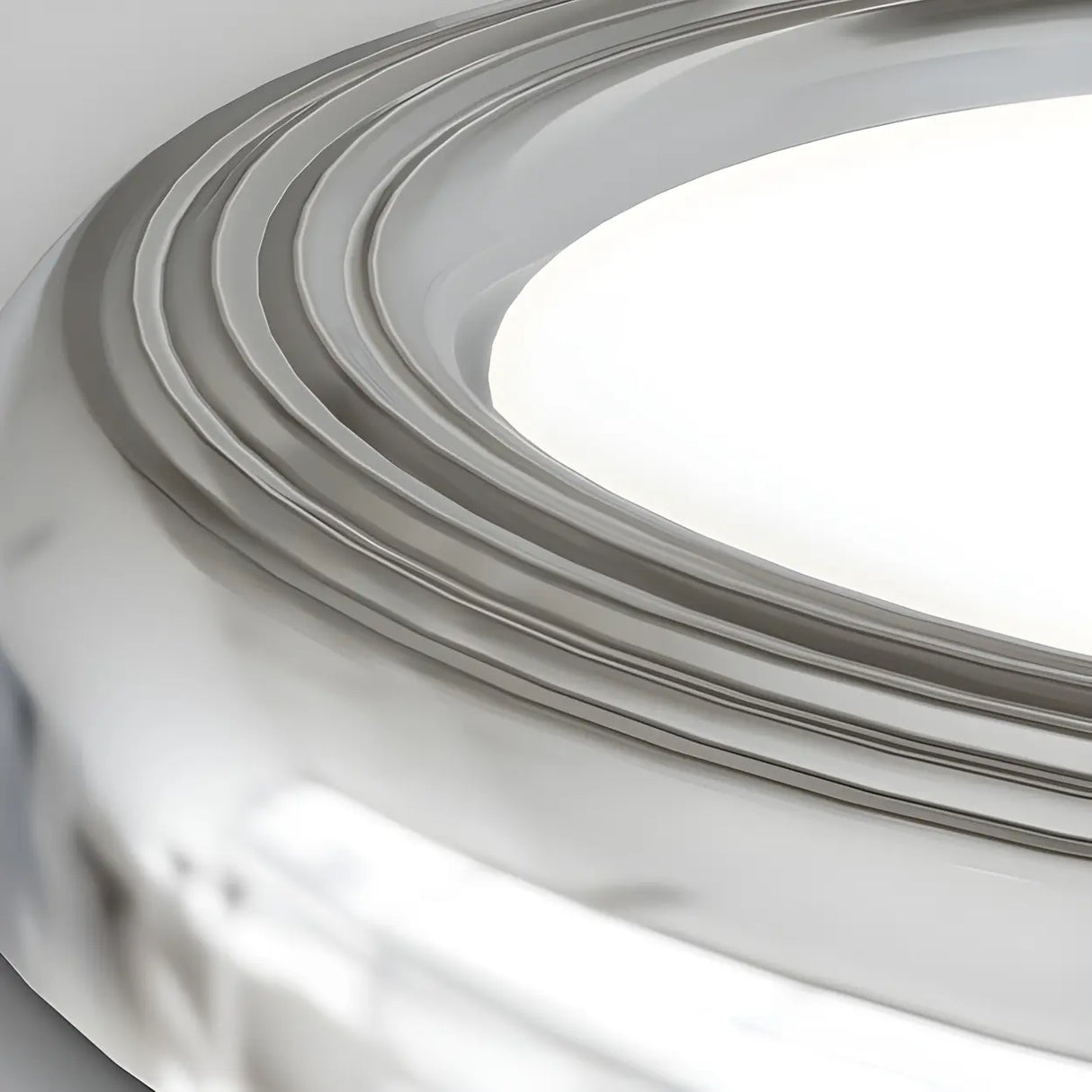 Trendy Circular Chrome LED Flush Mount Ceiling Light Image - 3