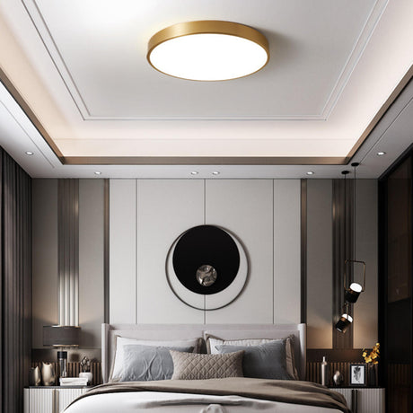 Trendy Circular Gold LED Flush Mount Ceiling Light Image - 2