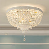 Trendy Clear Crystal Bead Bowl-Shaped Flush Mount Light Image - 2