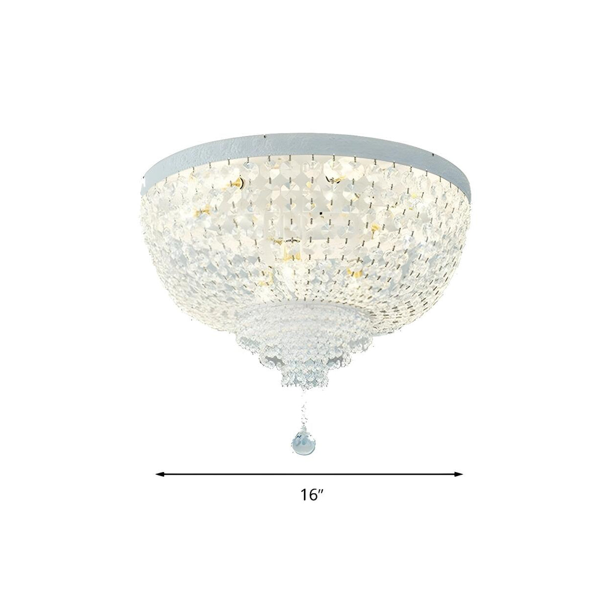 Trendy Clear Crystal Bead Bowl-Shaped Flush Mount Light Image - 6