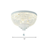 Trendy Clear Crystal Bead Bowl-Shaped Flush Mount Light Image - 6