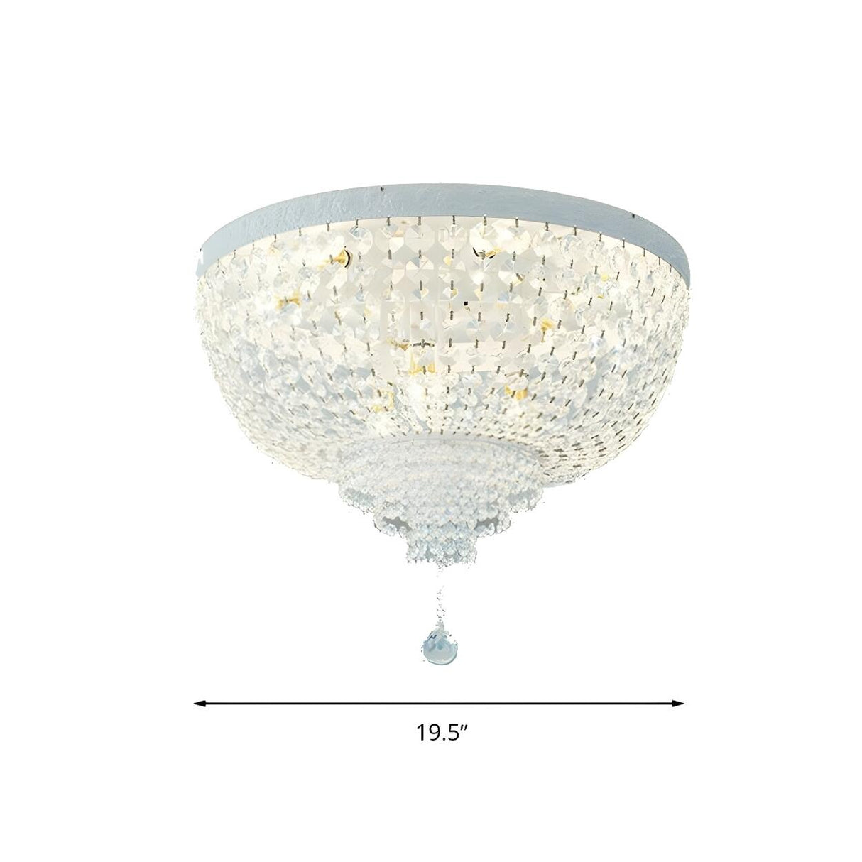 Trendy Clear Crystal Bead Bowl-Shaped Flush Mount Light Image - 7