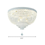 Trendy Clear Crystal Bead Bowl-Shaped Flush Mount Light Image - 8