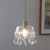 Trendy Clear Glass Shade Gold Pendant Wall Light Image - 5