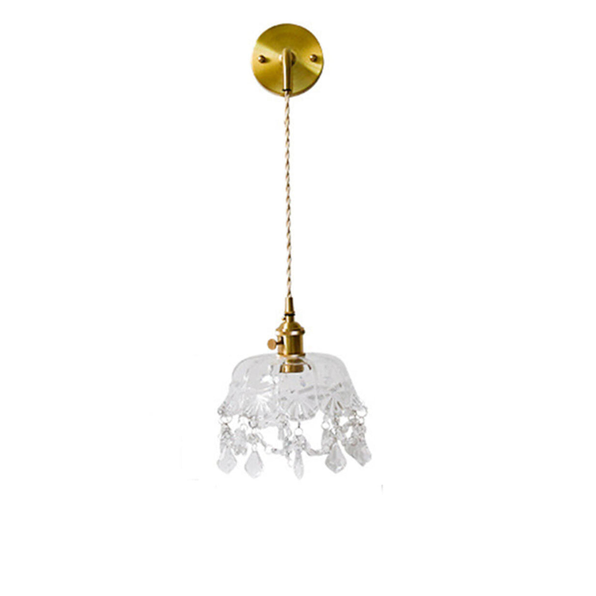 Trendy Clear Glass Shade Gold Pendant Wall Light Image - 6