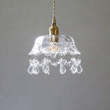 Trendy Clear Glass Shade Gold Pendant Wall Light Image - 7