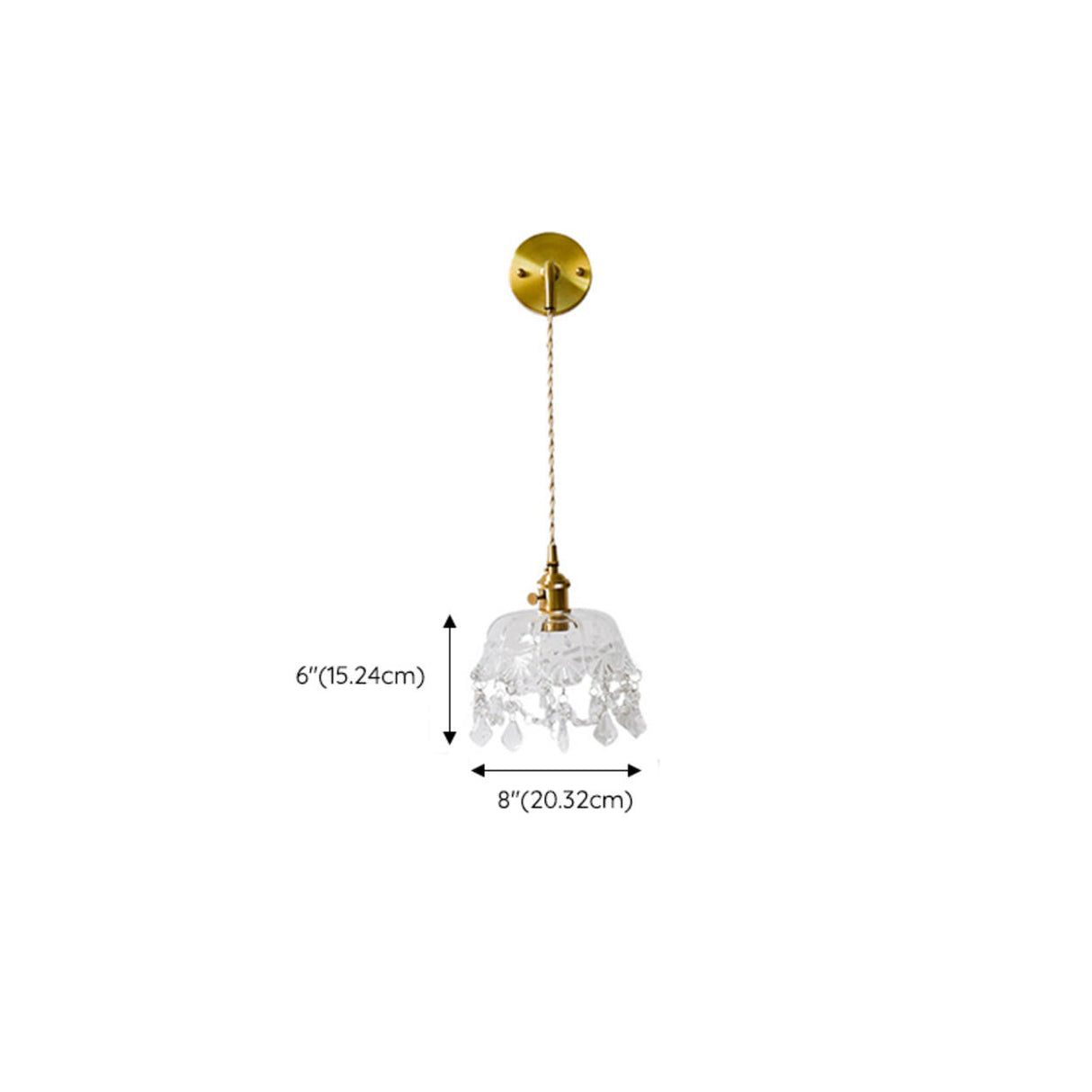 Trendy Clear Glass Shade Gold Pendant Wall Light 