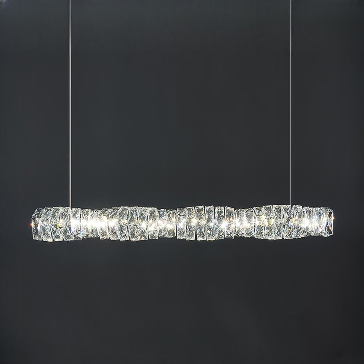 Trendy Crystal Rectangular Island Pendant Light Image - 10