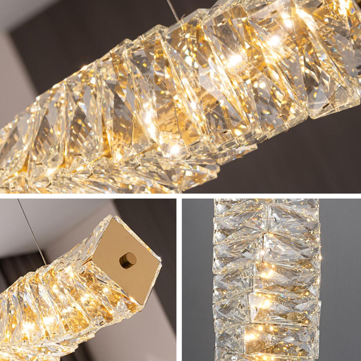 Trendy Crystal Rectangular Island Pendant Light Image - 15