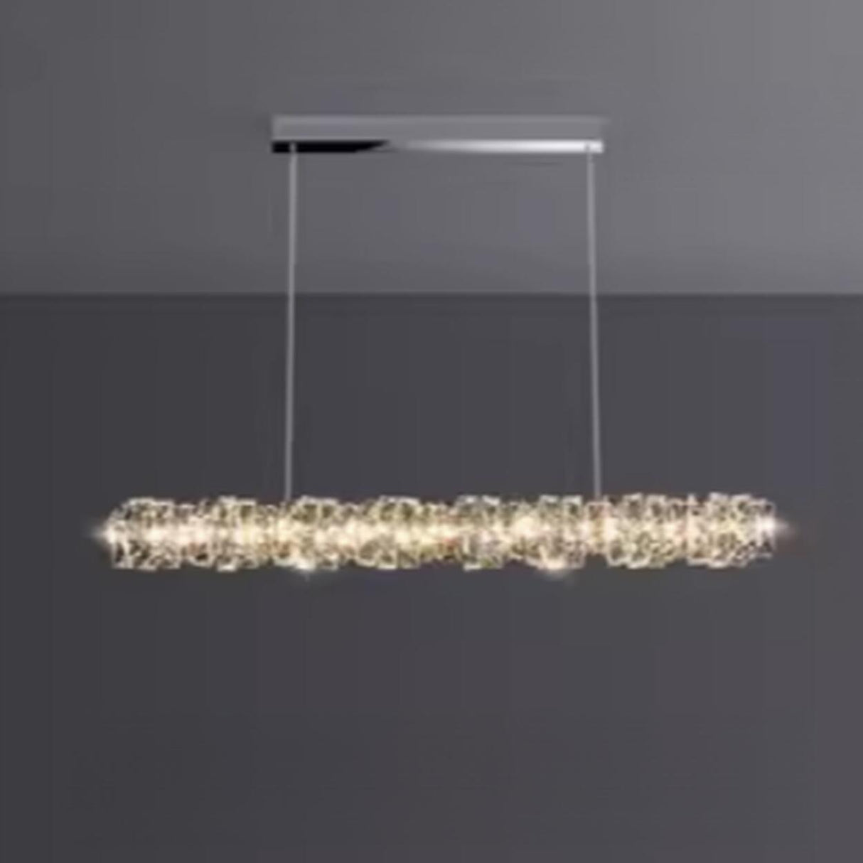 Trendy Crystal Rectangular Island Pendant Light Image - 3