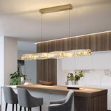 Trendy Crystal Rectangular Island Pendant Light Image - 5