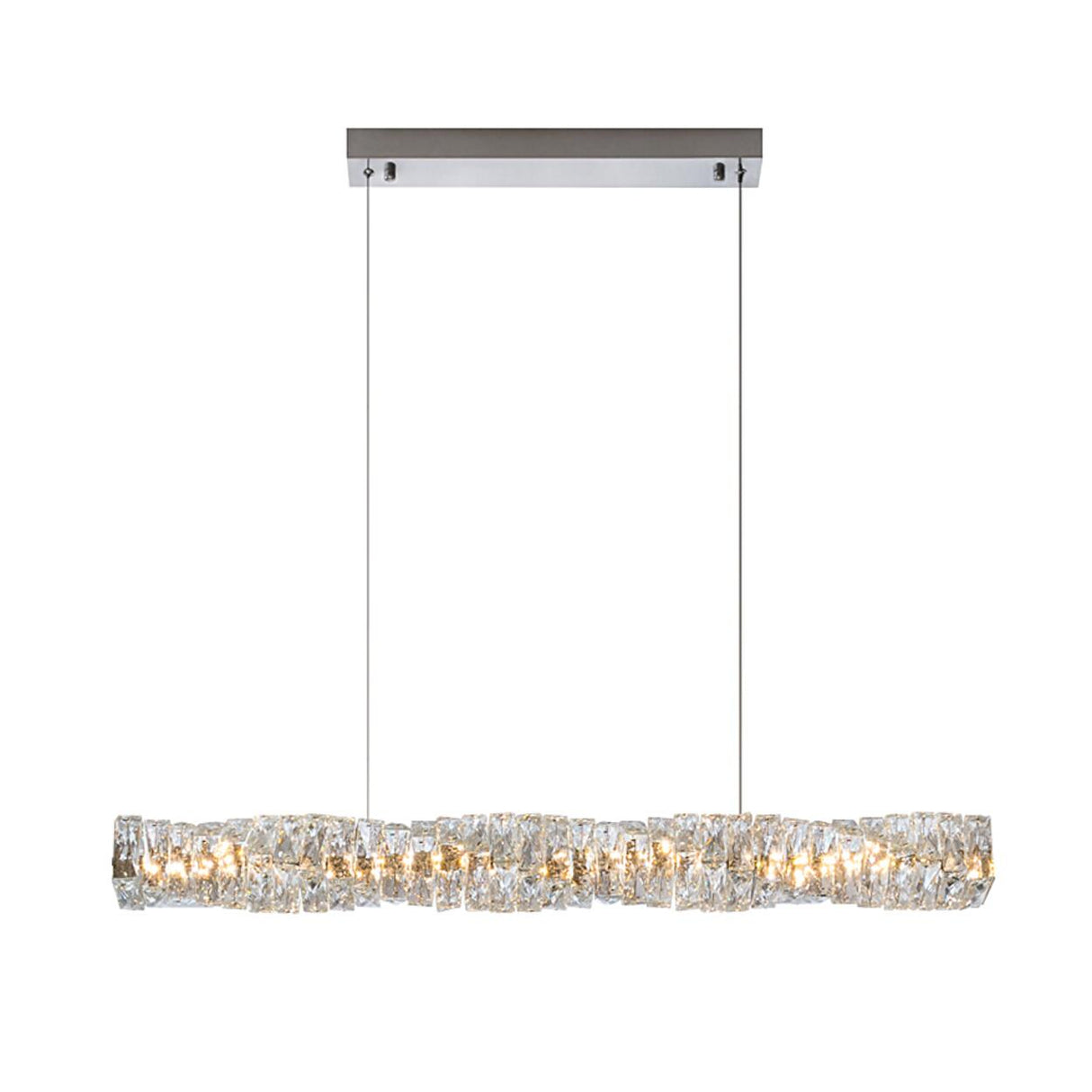 Trendy Crystal Rectangular Island Pendant Light Image - 7