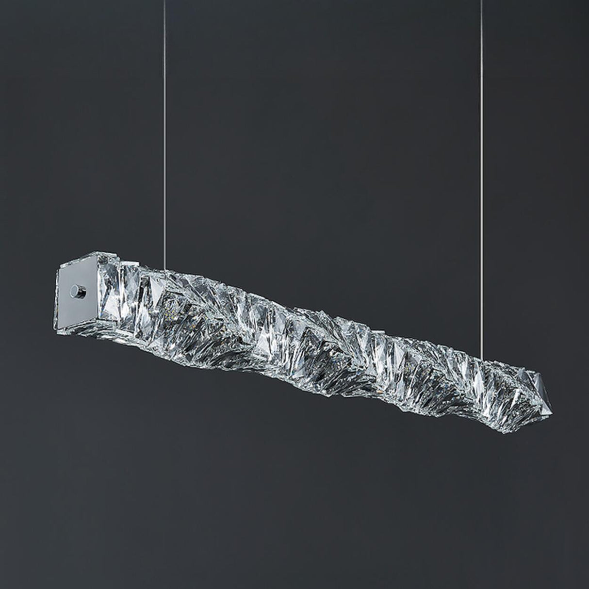 Trendy Crystal Rectangular Island Pendant Light Image - 8