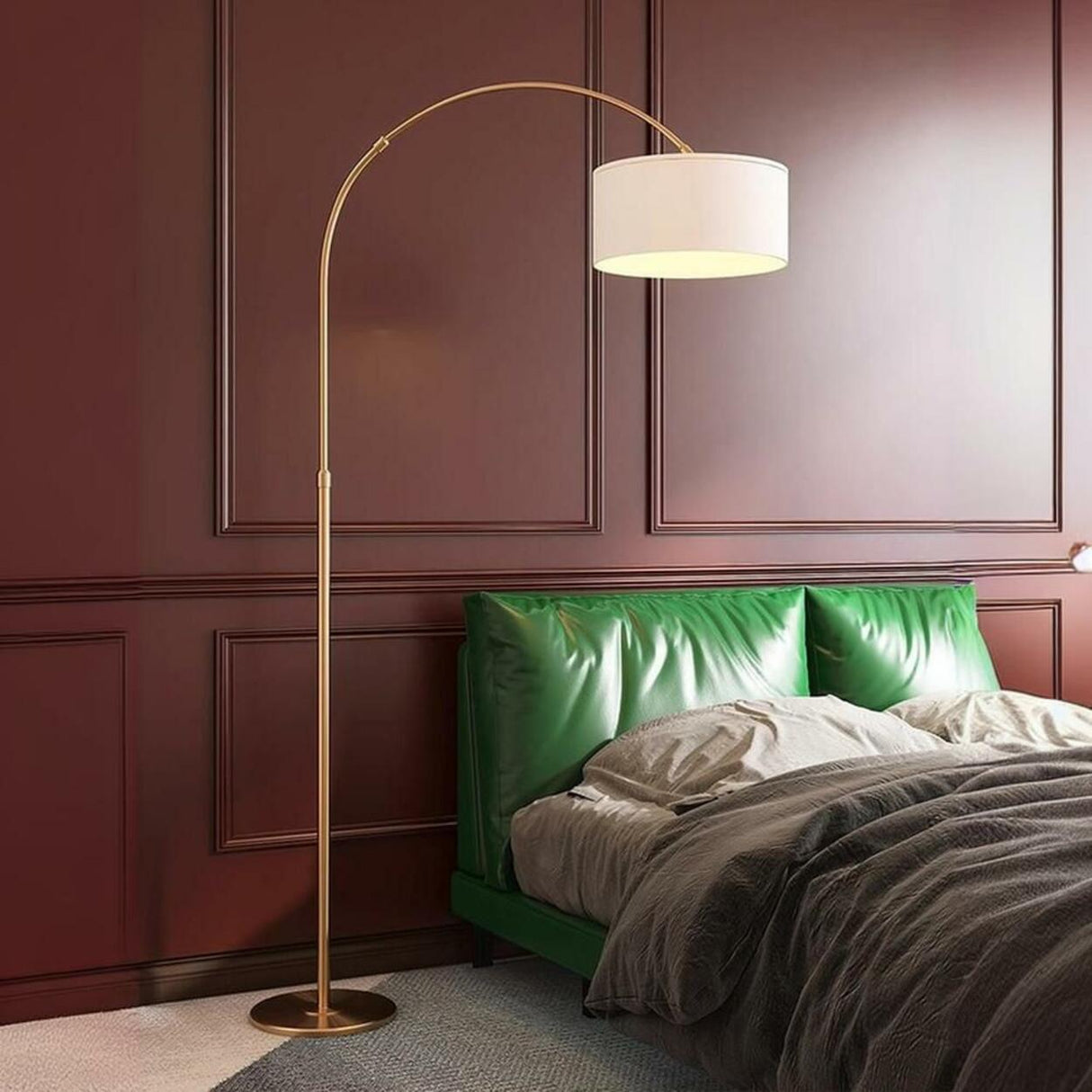 Trendy Cylinder Adjustable Gold Arched Floor Lamp Image - 5