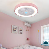 Trendy Dimming Colorful Flush Mounted Ceiling Fan Light Image - 1