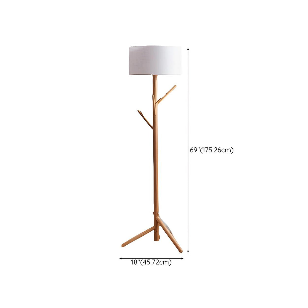 Trendy Drum and Tree Branch Wooden Floor Lamp 