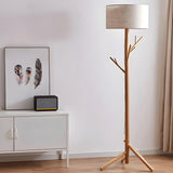 Trendy Drum and Tree Branch Wooden Floor Lamp Image - 4