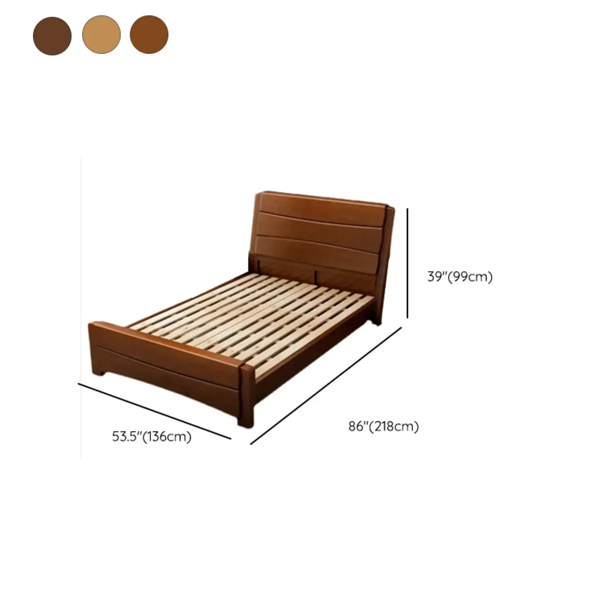 Trendy Easy Assembly Wooden Brown Single Panel Bed Image - 11