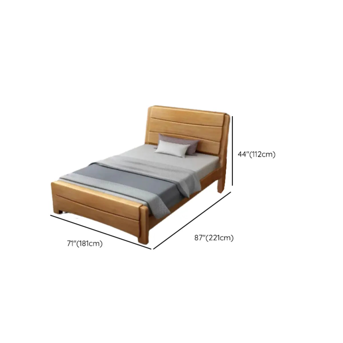 Trendy Easy Assembly Wooden Brown Single Panel Bed Image - 24