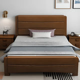 Trendy Easy Assembly Wooden Brown Single Panel Bed Image - 3