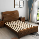 Trendy Easy Assembly Wooden Brown Single Panel Bed Image - 4