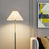 Trendy Fabric Cone Shade Floor Lamp with Pull Chain Image - 11