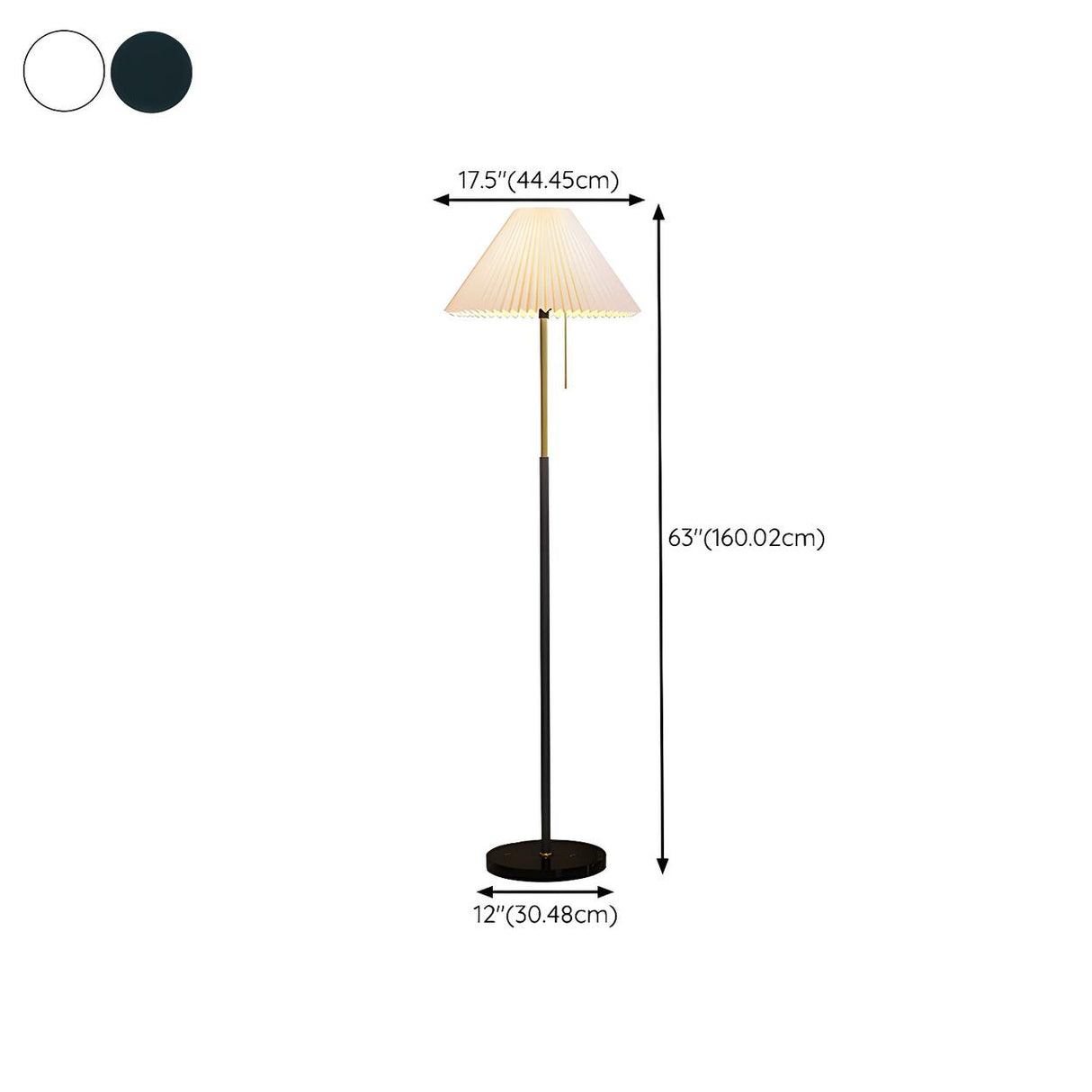 Trendy Fabric Cone Shade Floor Lamp with Pull Chain 