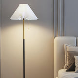 Trendy Fabric Cone Shade Floor Lamp with Pull Chain Image - 2