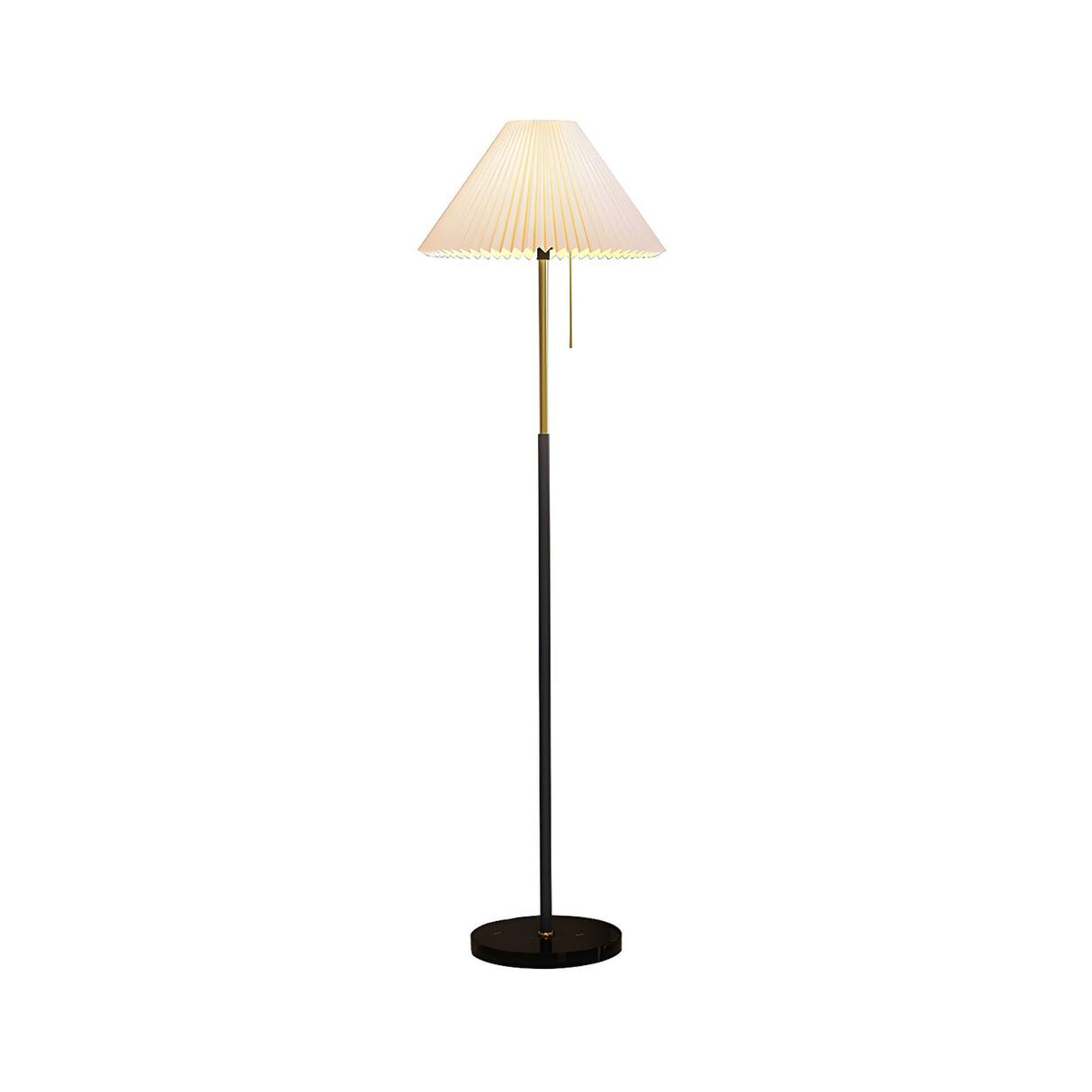 Trendy Fabric Cone Shade Floor Lamp with Pull Chain Image - 5