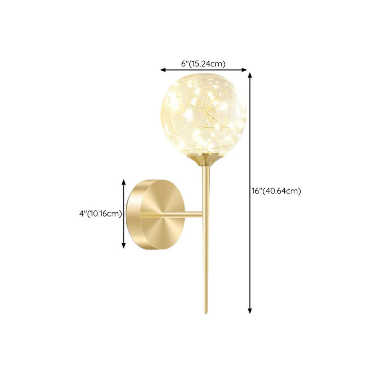 Trendy Fairy Lights Gold Glass Globe Wall Sconce 