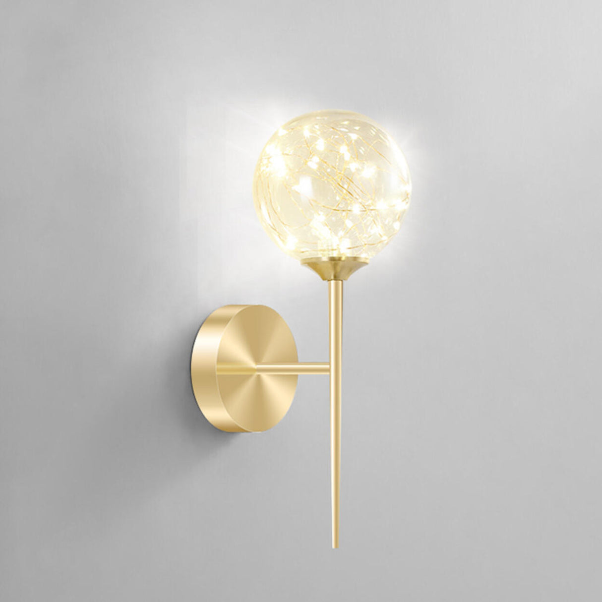 Trendy Fairy Lights Gold Glass Globe Wall Sconce Image - 2