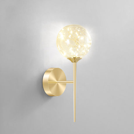 Trendy Fairy Lights Gold Glass Globe Wall Sconce Image - 2