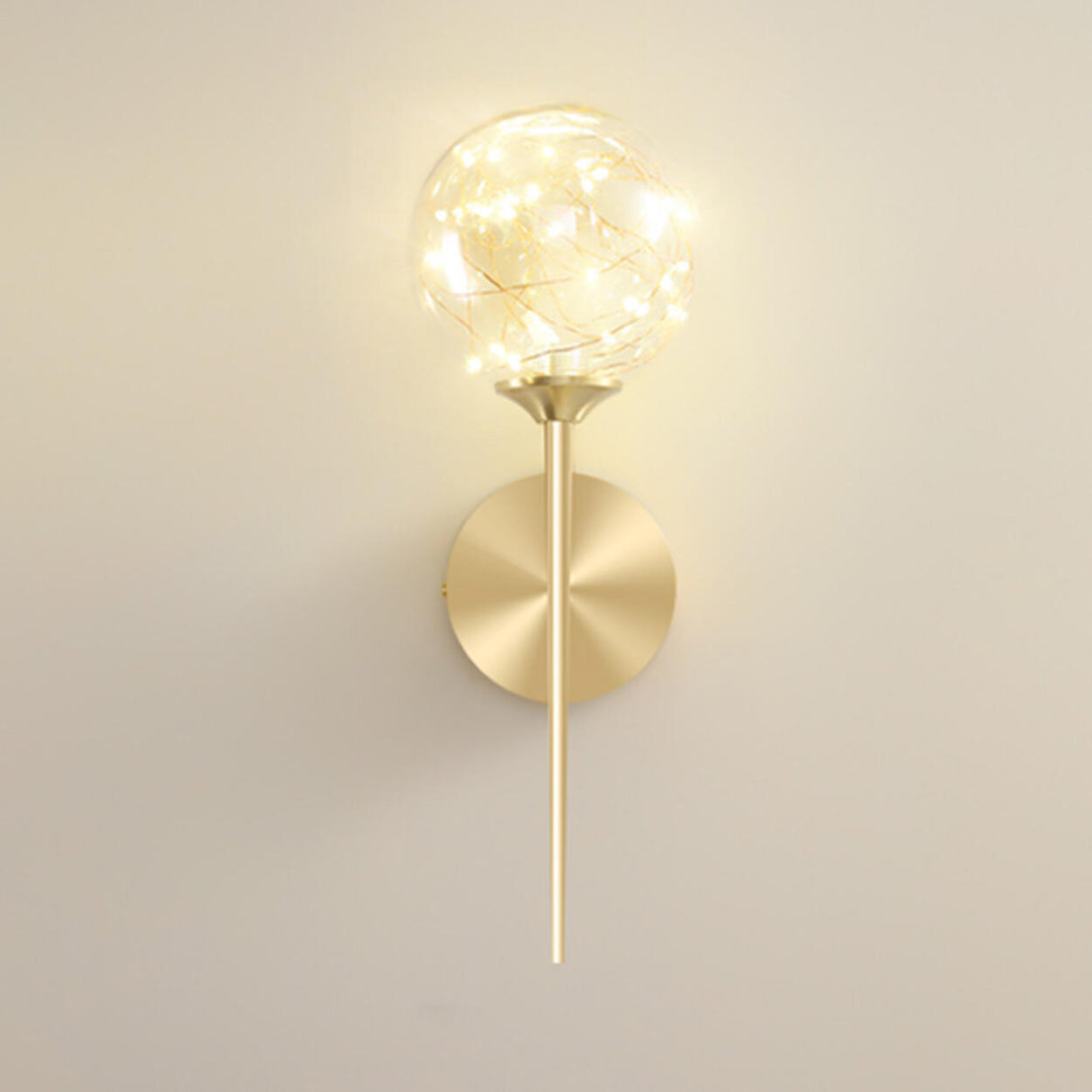 Trendy Fairy Lights Gold Glass Globe Wall Sconce Image - 8