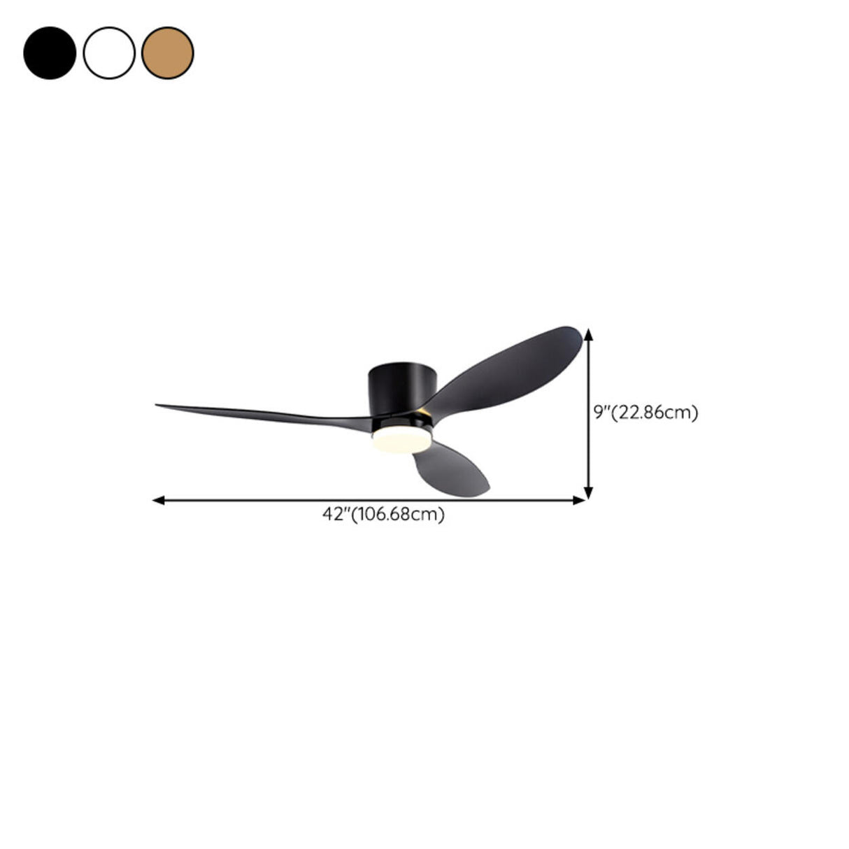 Trendy Flush Mount LED 3 Blades Ceiling Fan with Light 