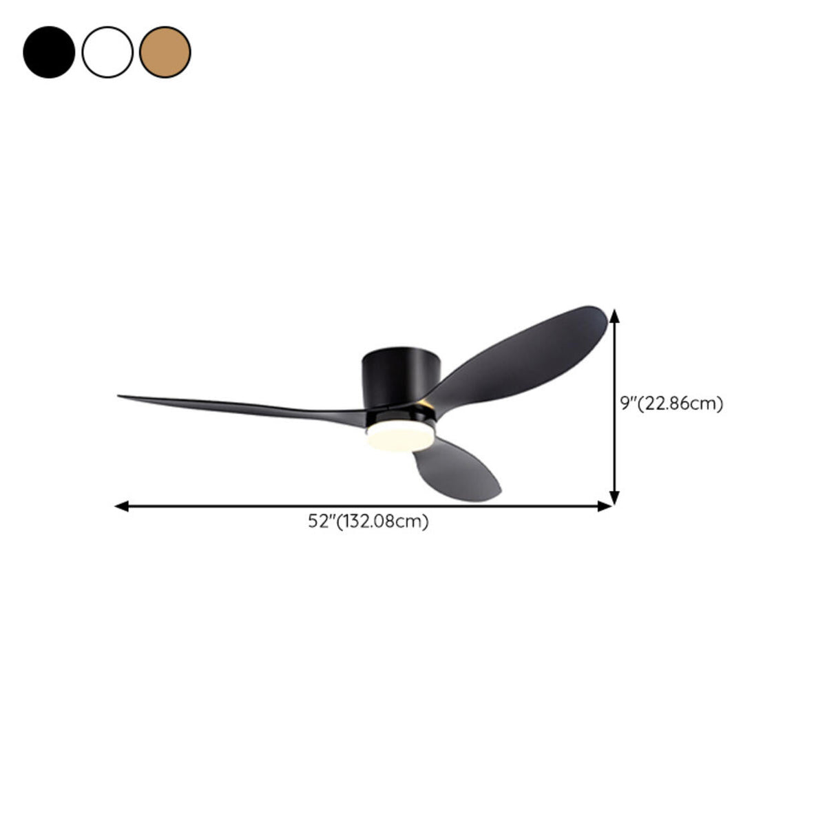 Trendy Flush Mount LED 3 Blades Ceiling Fan with Light Image - 18