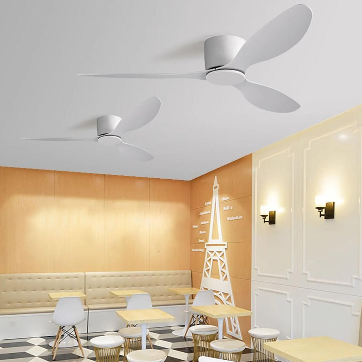 Trendy Flush Mount LED 3 Blades Ceiling Fan with Light Image - 4