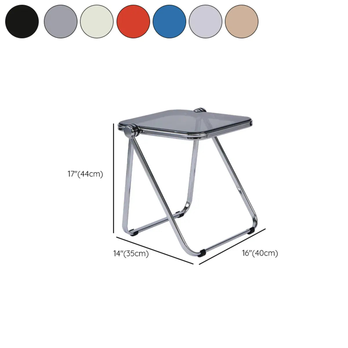 Trendy Folding Rectangular Silver Compact Metal Side Table 