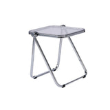 Trendy Folding Rectangular Silver Compact Metal Side Table Image - 6