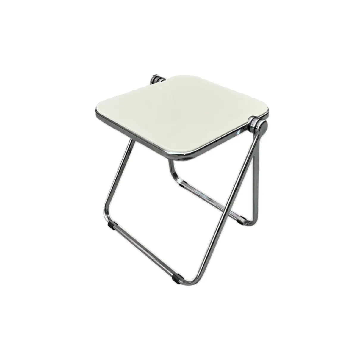 Trendy Folding Rectangular Silver Compact Metal Side Table Image - 8