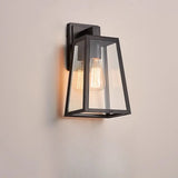 Trendy Geometric Glass Outdoor Ambient Wall Light Black Image - 2