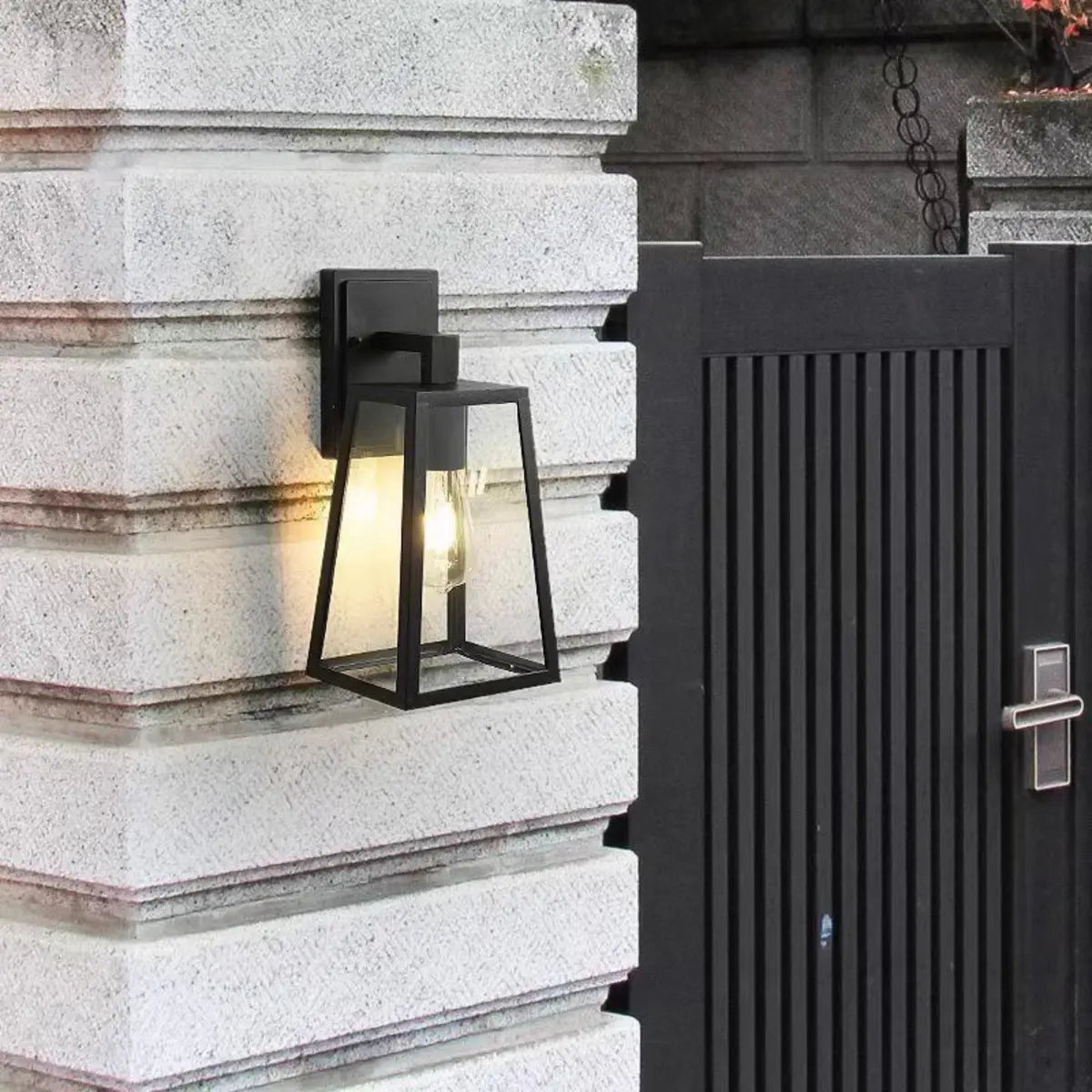 Trendy Geometric Glass Outdoor Ambient Wall Light Black Image - 6