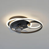 Trendy Geometric Ring Modern Ceiling Fan with LED Light Image - 7