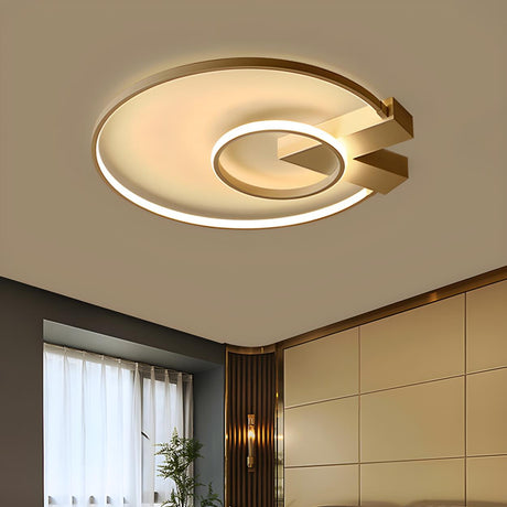 Trendy Gold 2-Circle V LED Flush Mount Ceiling Light Image - 1