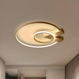 Trendy Gold 2-Circle V LED Flush Mount Ceiling Light Image - 3